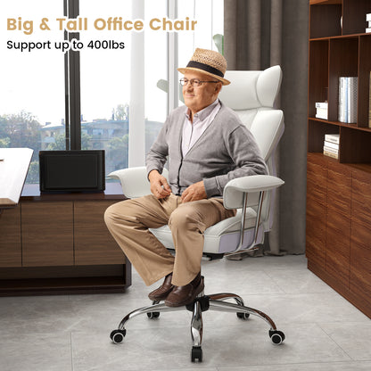 PU Leather Home Office Chair, High Back Executive, 400 lbs, White Ergonomic Chairs at Gallery Canada