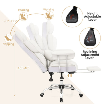 PU Leather Home Office Chair, High Back Executive, 400 lbs, White Ergonomic Chairs at Gallery Canada