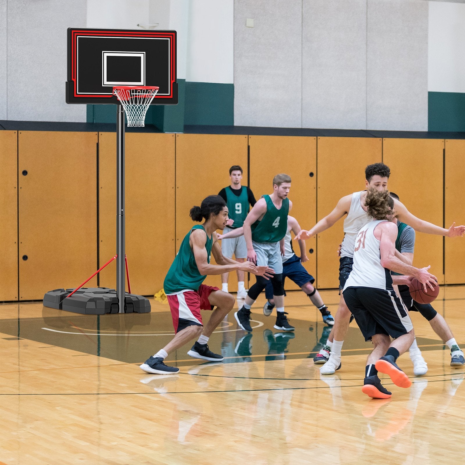 Portable Basketball Hoop with 7.5-10 FT Height Adjustable, Black Sport Equipments at Gallery Canada