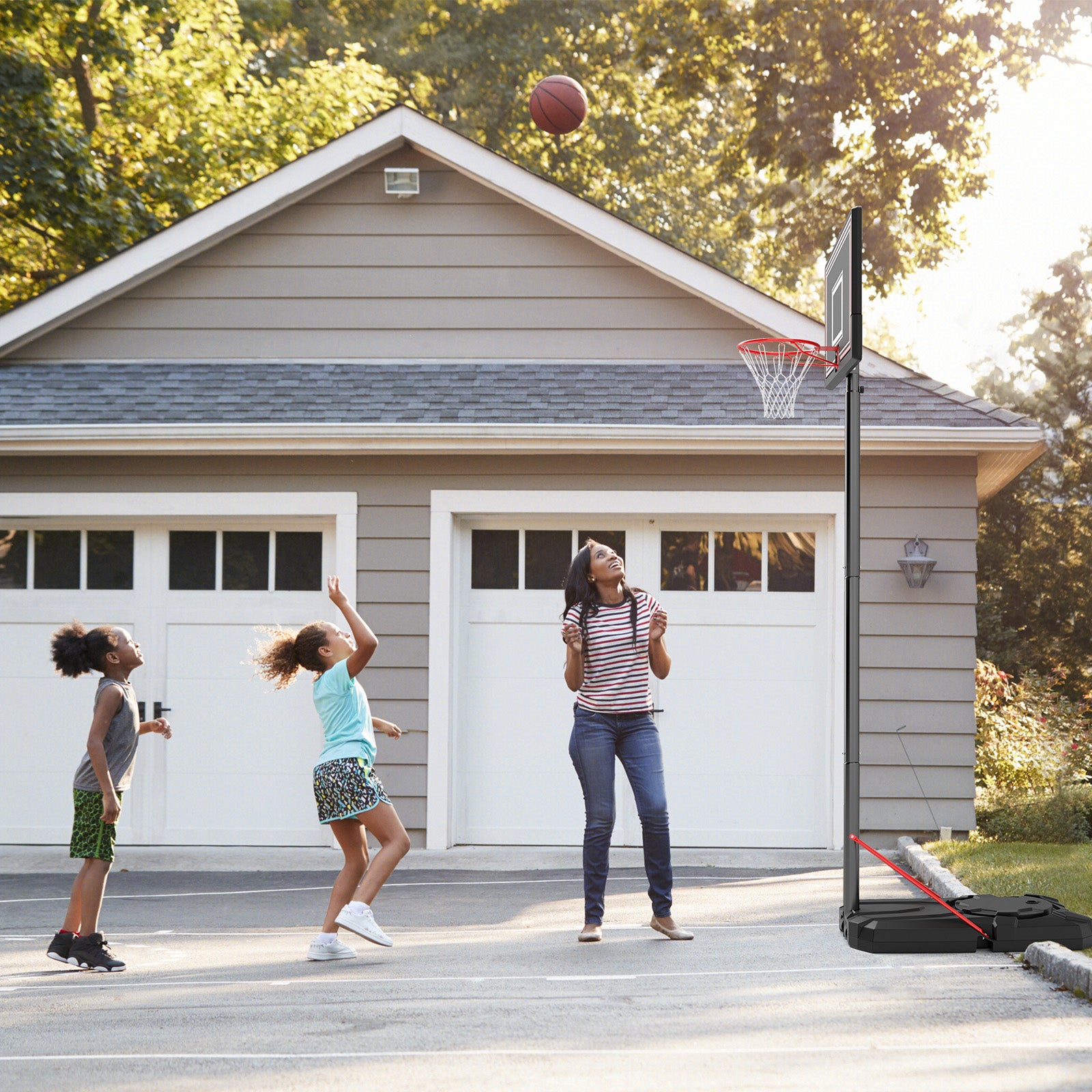 Portable Basketball Hoop with 7.5-10 FT Height Adjustable, Black Sport Equipments at Gallery Canada