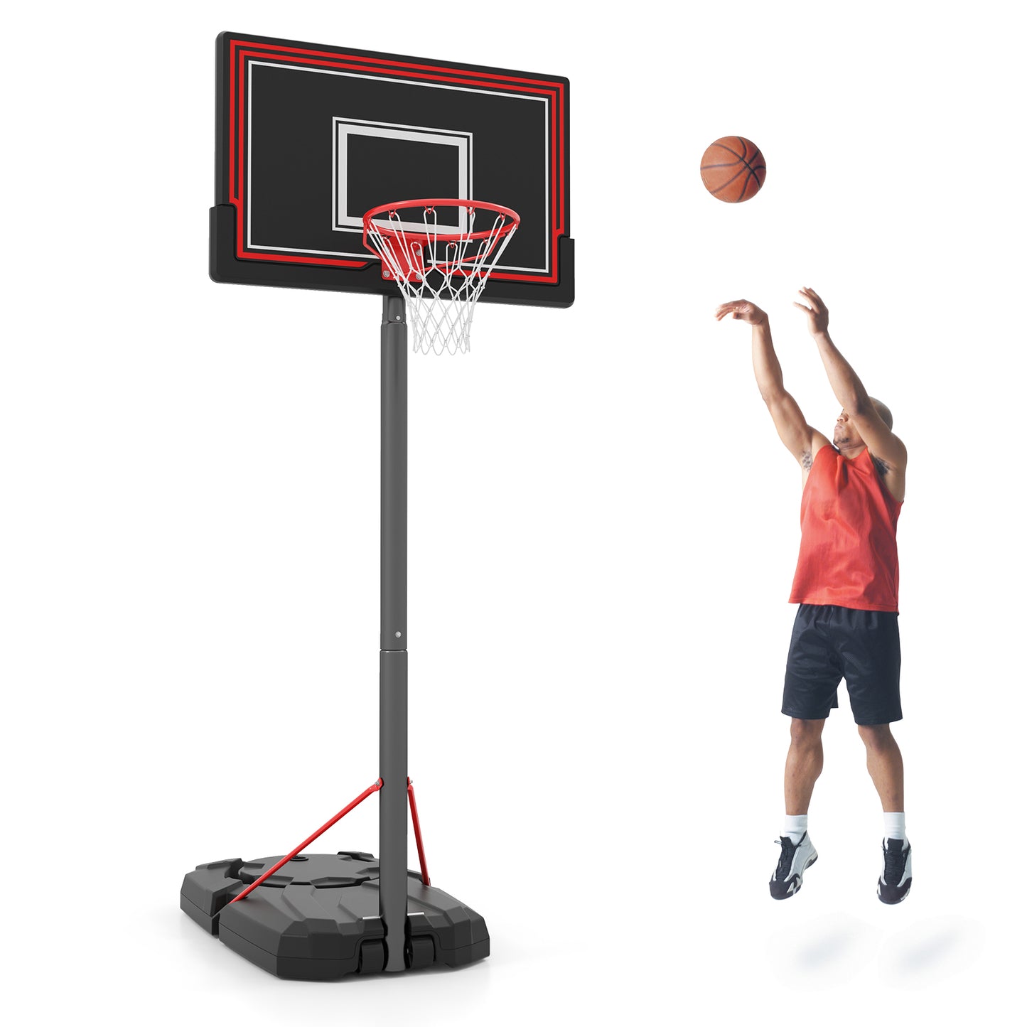 Portable Basketball Hoop with 7.5-10 FT Height Adjustable, Black Sport Equipments at Gallery Canada