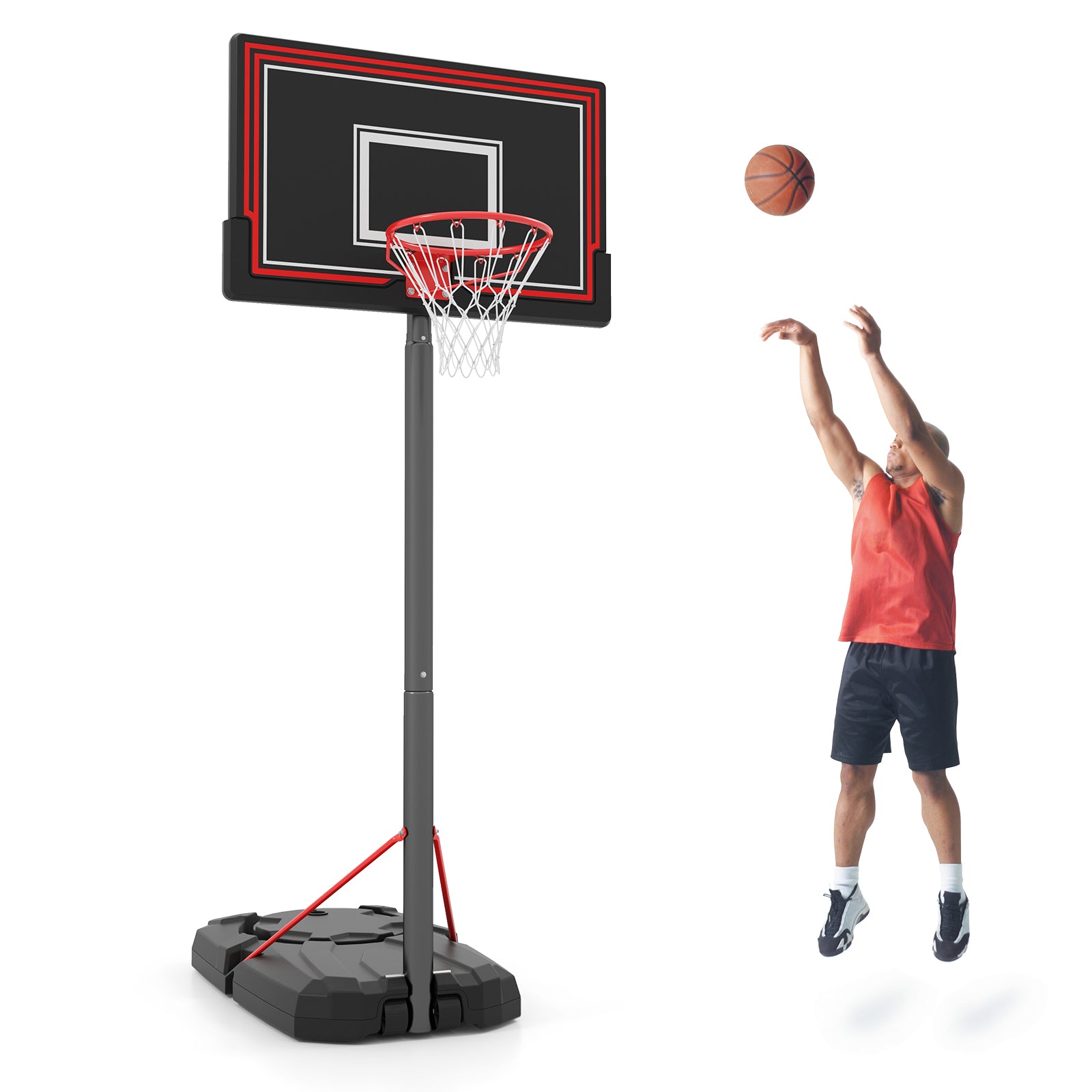 Portable Basketball Hoop with 7.5-10 FT Height Adjustable, Black Sport Equipments at Gallery Canada