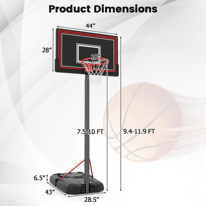 Portable Basketball Hoop with 7.5-10 FT Height Adjustable, Black Sport Equipments at Gallery Canada