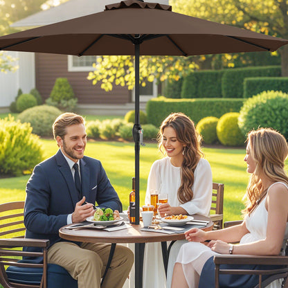 Outdoor Heavy Duty Market Umbrella with Crank Handle and 8 Sturdy Ribs, Brown Outdoor Umbrellas at Gallery Canada