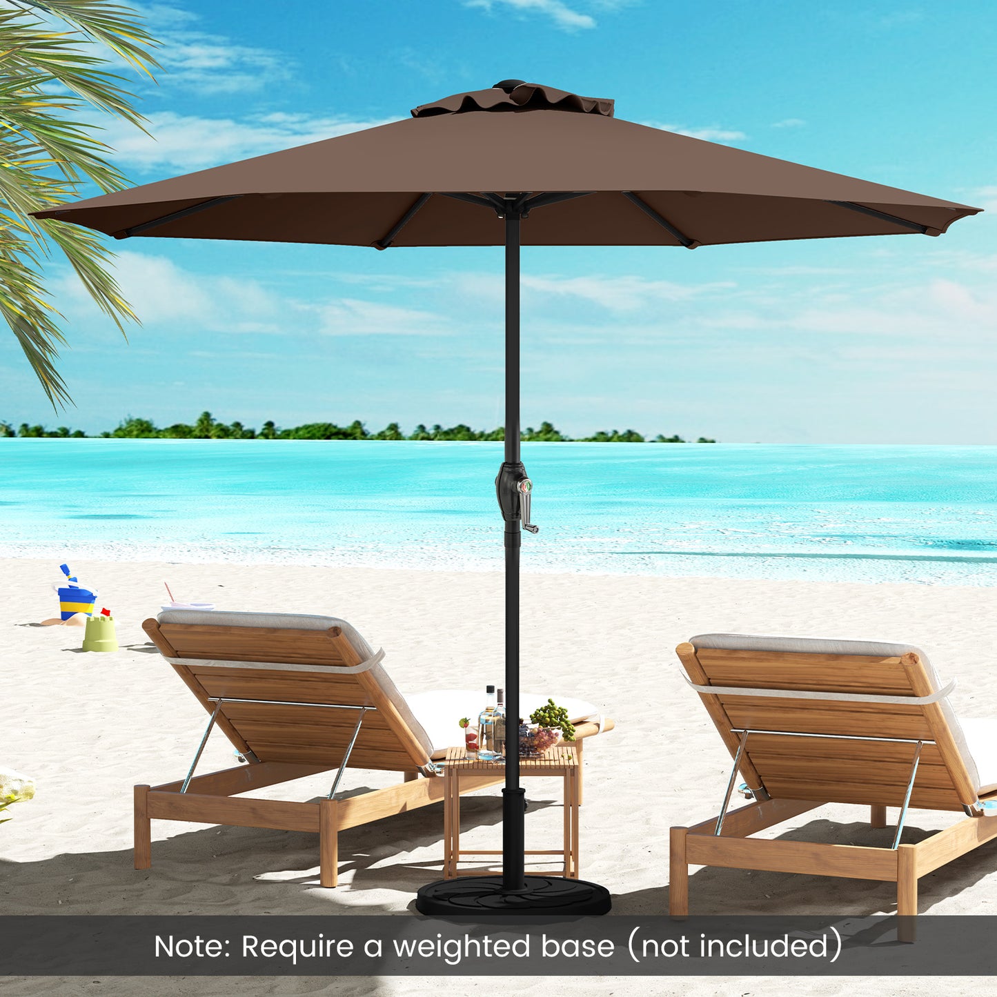 Outdoor Heavy Duty Market Umbrella with Crank Handle and 8 Sturdy Ribs, Brown Outdoor Umbrellas at Gallery Canada