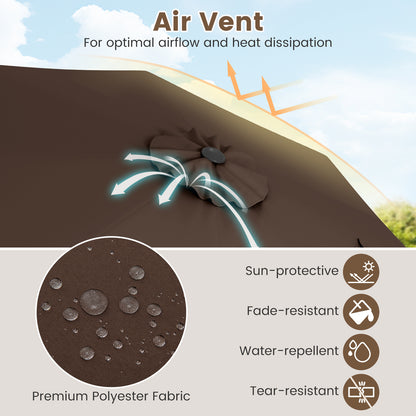 Outdoor Heavy Duty Market Umbrella with Crank Handle and 8 Sturdy Ribs, Brown Outdoor Umbrellas at Gallery Canada