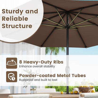 Outdoor Heavy Duty Market Umbrella with Crank Handle and 8 Sturdy Ribs, Brown Outdoor Umbrellas at Gallery Canada