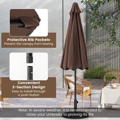 Outdoor Heavy Duty Market Umbrella with Crank Handle and 8 Sturdy Ribs, Brown Outdoor Umbrellas at Gallery Canada