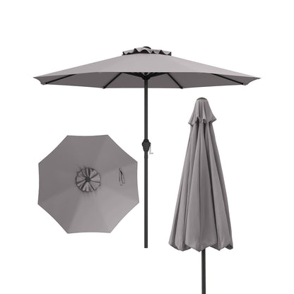 Heavy Duty Market Umbrella, Crank Handle, 8 Ribs, Gray Outdoor Umbrellas at Gallery Canada