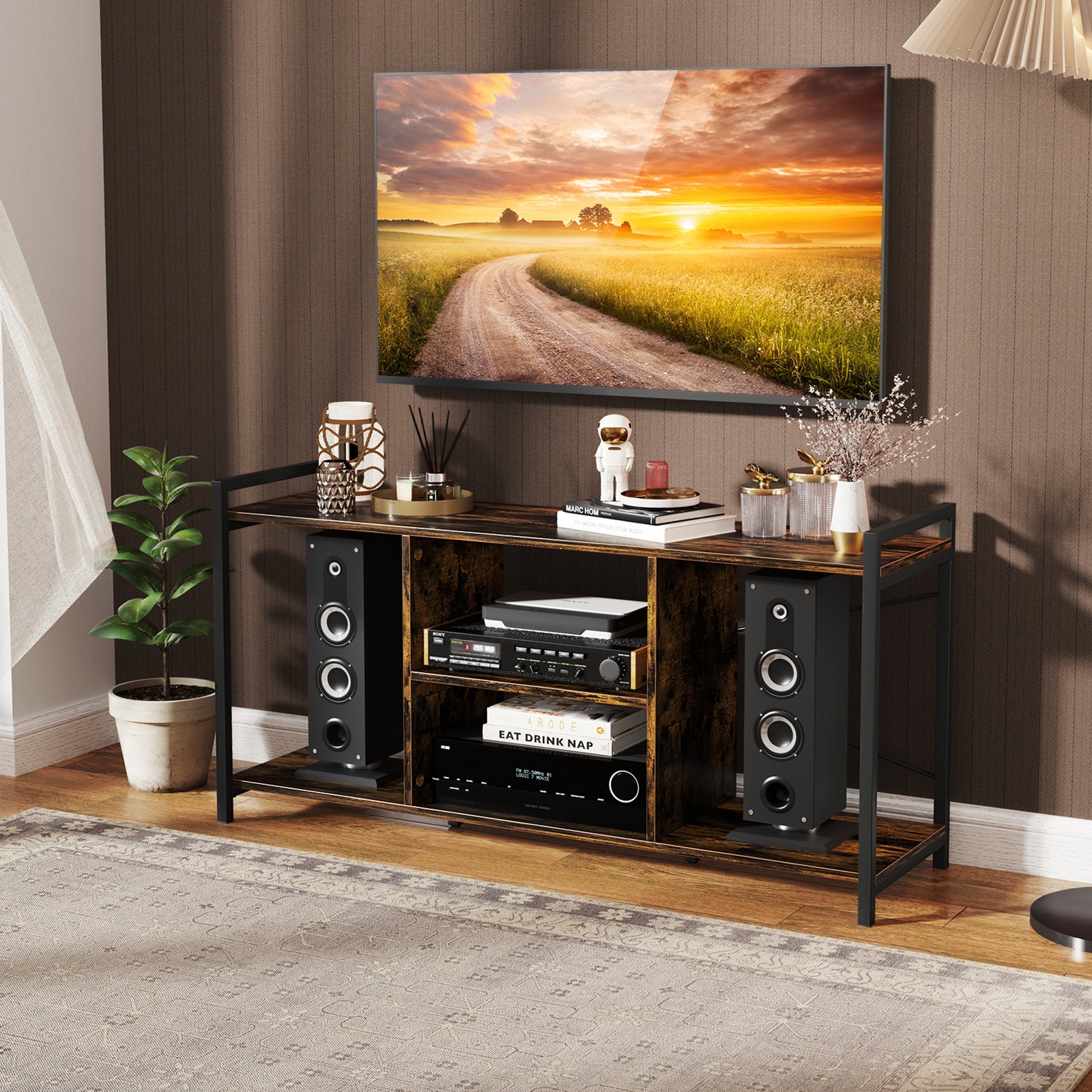 TV Stand for 55 Inch TVs Industrial Entertainment Center, Rustic Brown Entertainment Centers & TV Stands at Gallery Canada