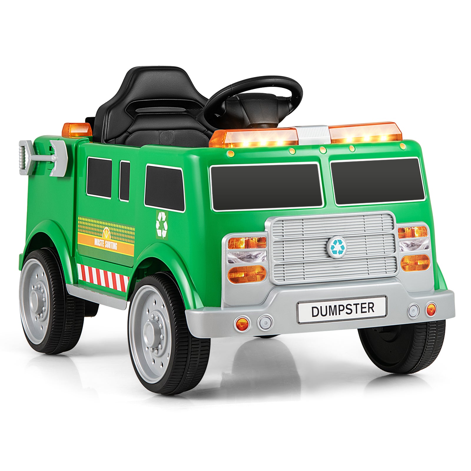 12V Electric Vehicle, Remote Control, Trash Bin, Green Powered Ride On Toys Green at Gallery Canada