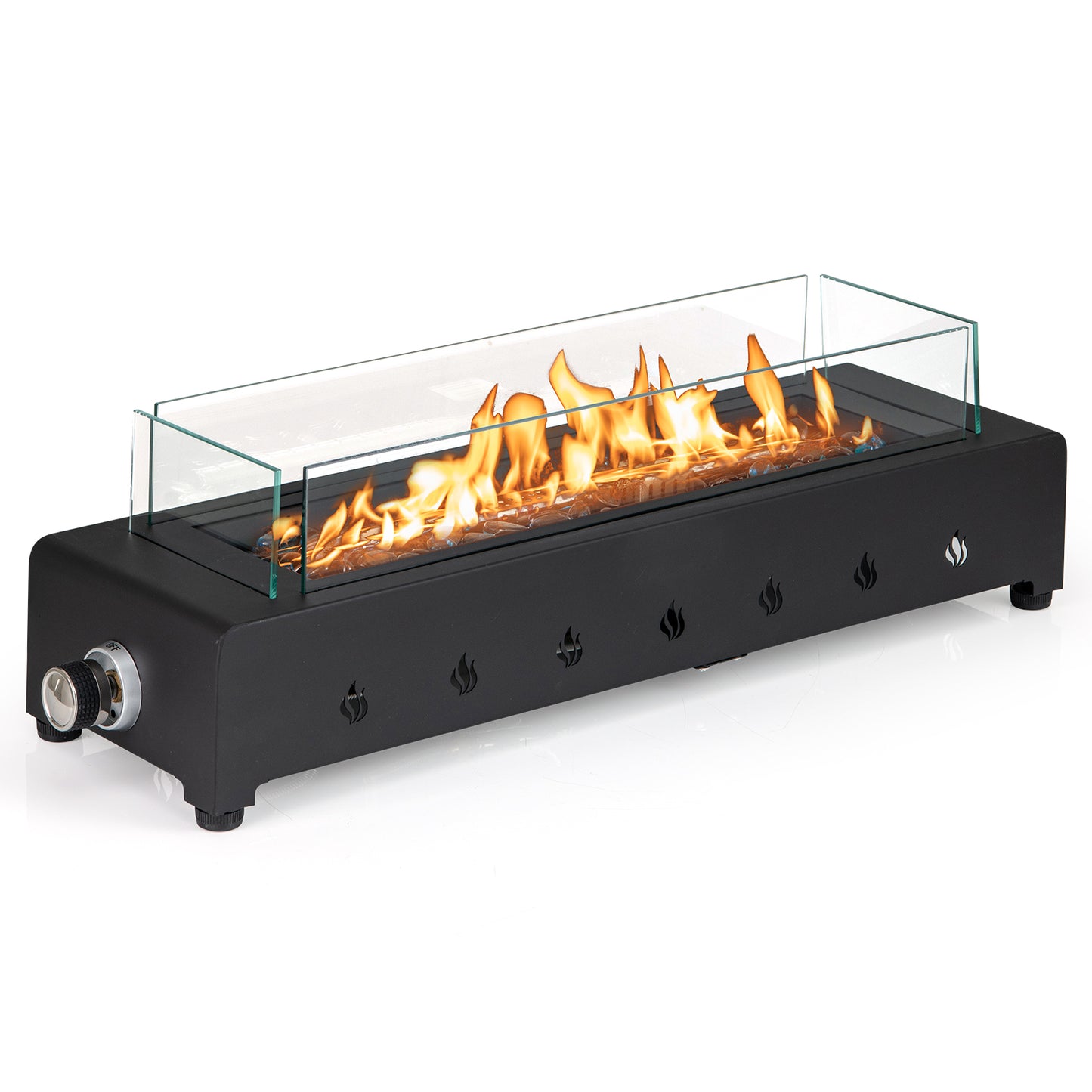 Portable Mini Fireplace with Wind Guard and Stainless Steel Burner Fire Pit Tables Black at Gallery Canada