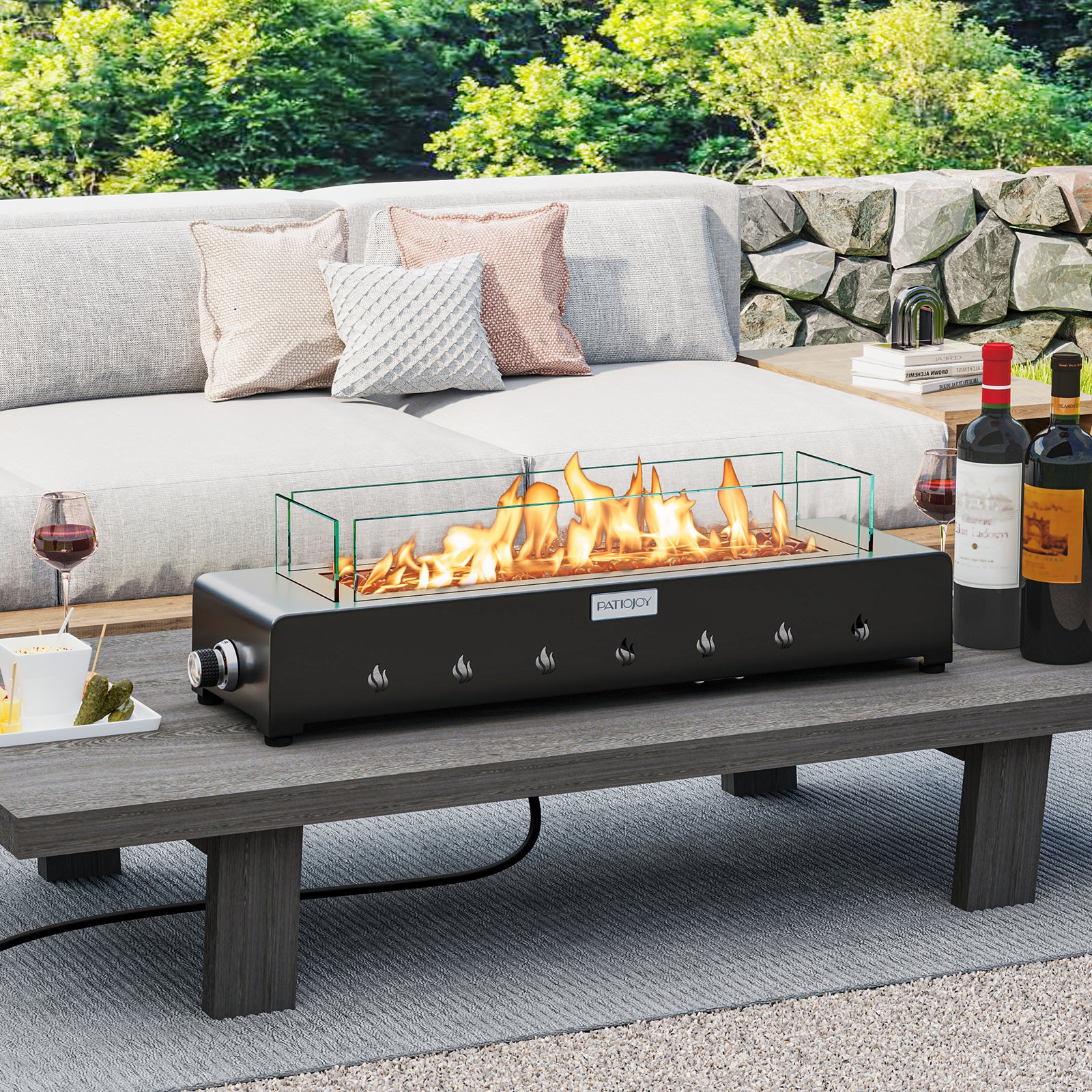 Portable Mini Fireplace with Wind Guard and Stainless Steel Burner Fire Pit Tables at Gallery Canada