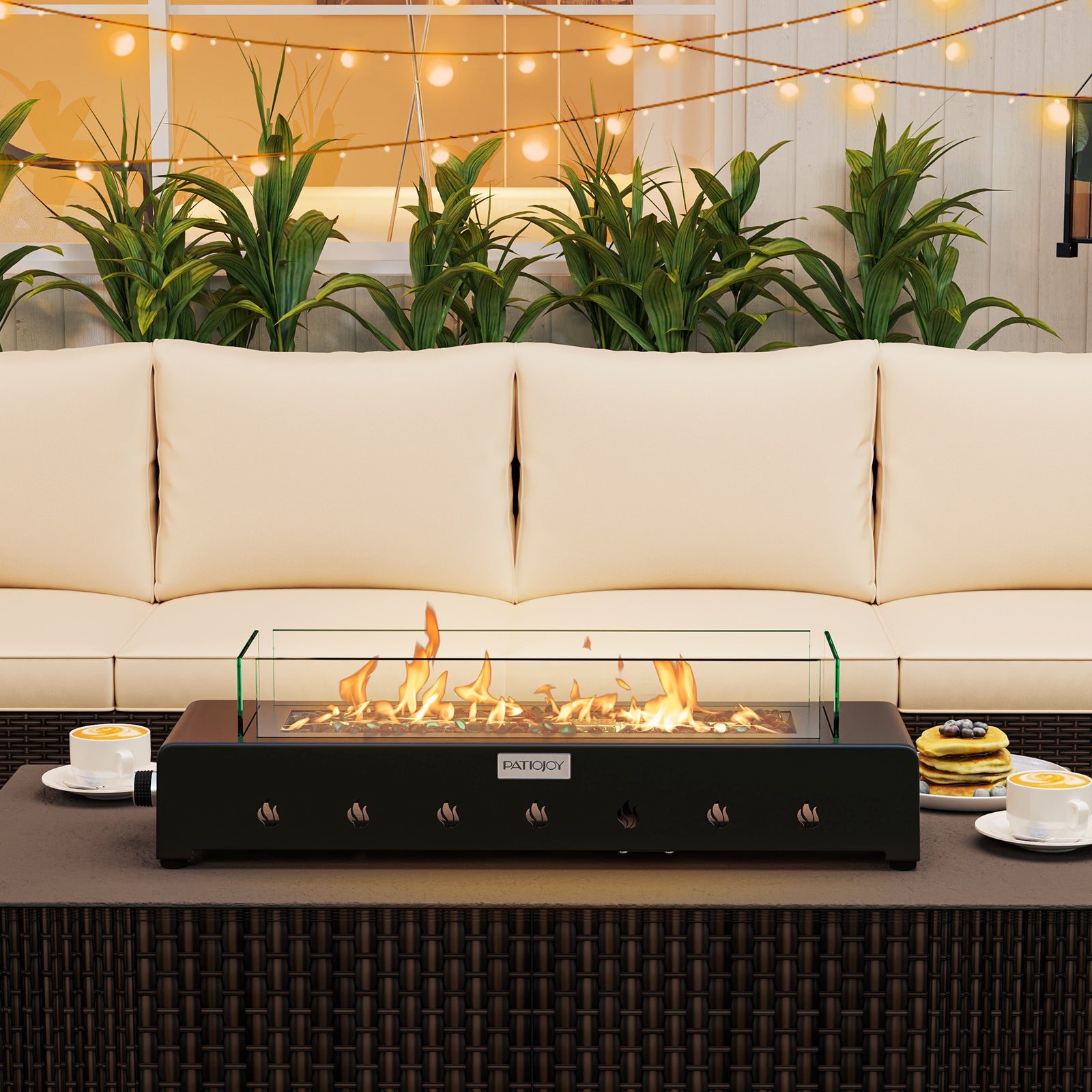 Portable Mini Fireplace with Wind Guard and Stainless Steel Burner Fire Pit Tables at Gallery Canada