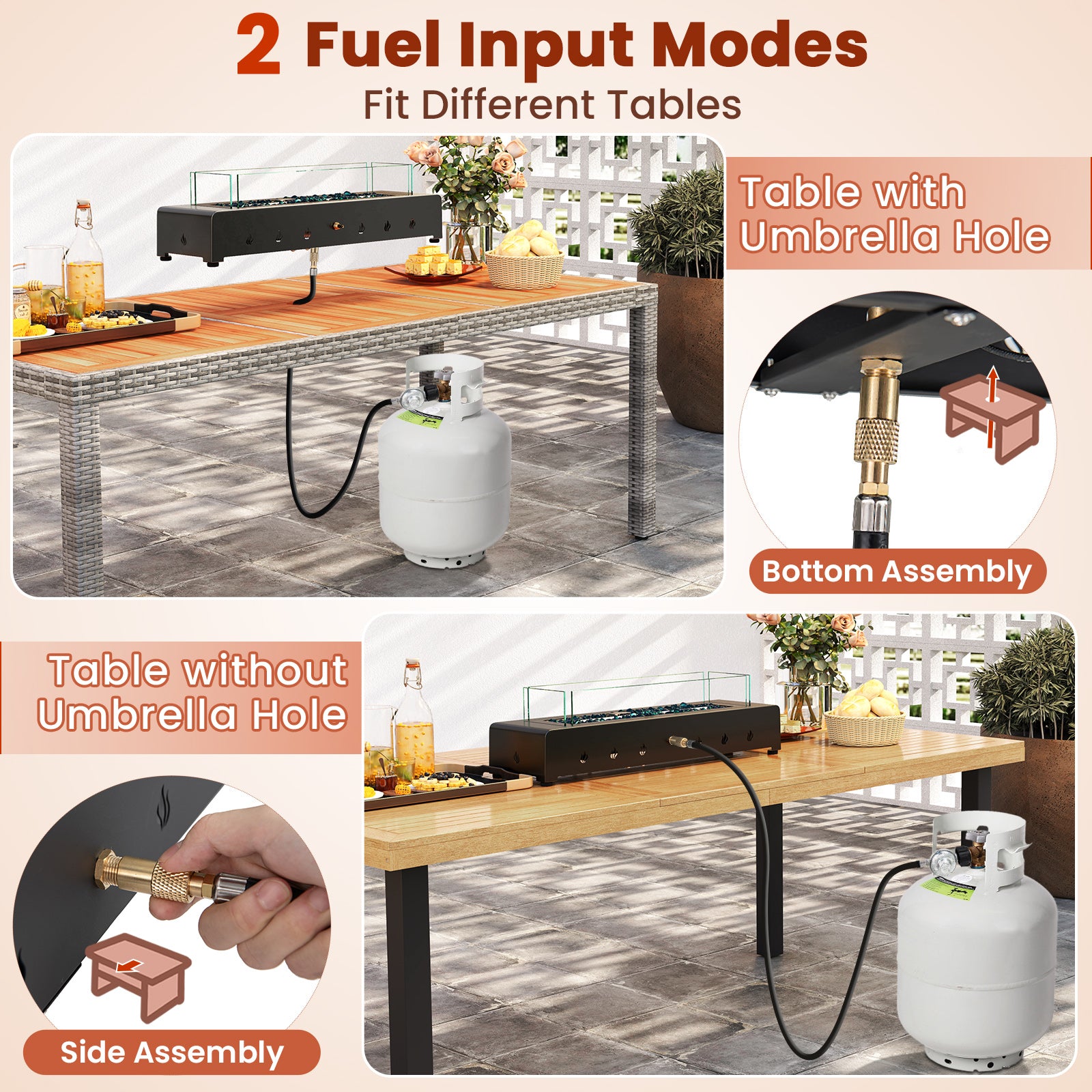 Portable Mini Fireplace with Wind Guard and Stainless Steel Burner Fire Pit Tables at Gallery Canada