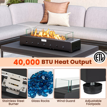 Portable Mini Fireplace with Wind Guard and Stainless Steel Burner Fire Pit Tables at Gallery Canada