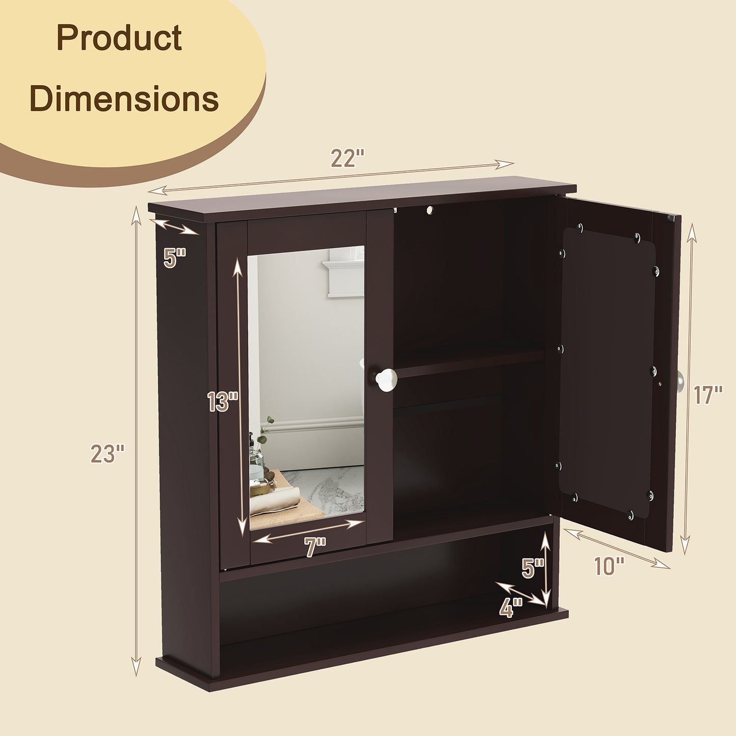 Bathroom Wall Mount Mirror Cabinet Organizer, Brown Wall Cabinets at Gallery Canada
