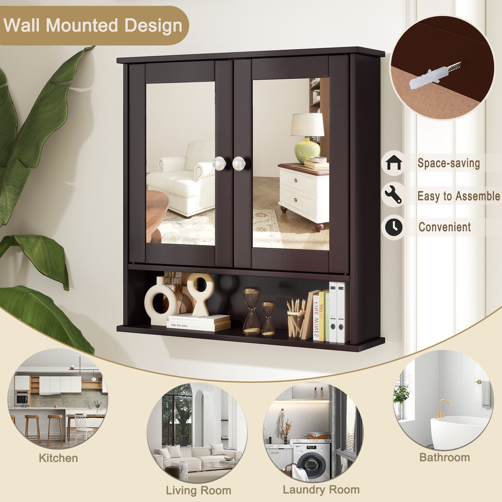 Bathroom Wall Mount Mirror Cabinet Organizer, Brown Wall Cabinets at Gallery Canada