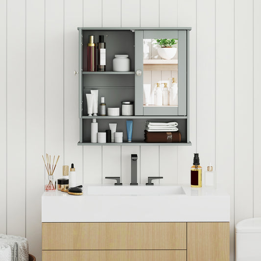 Bathroom Wall Mount Mirror Cabinet Organizer, Gray Wall Cabinets Gray at Gallery Canada