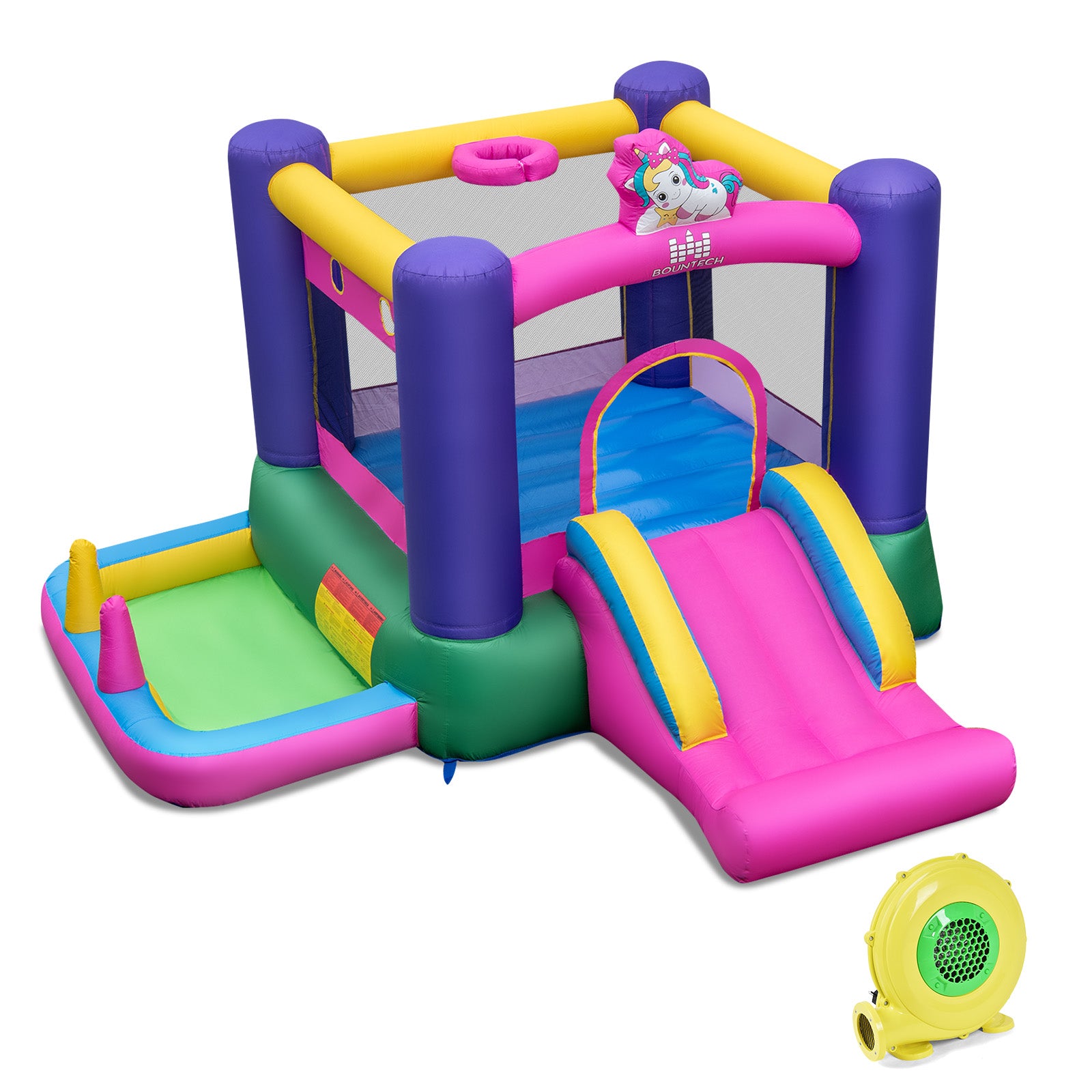 6-in-1 Bouncy Castle Inflatable Bounce House with Slide and Ball Pit with 480W Blower, Multicolor Bounce House at Gallery Canada
