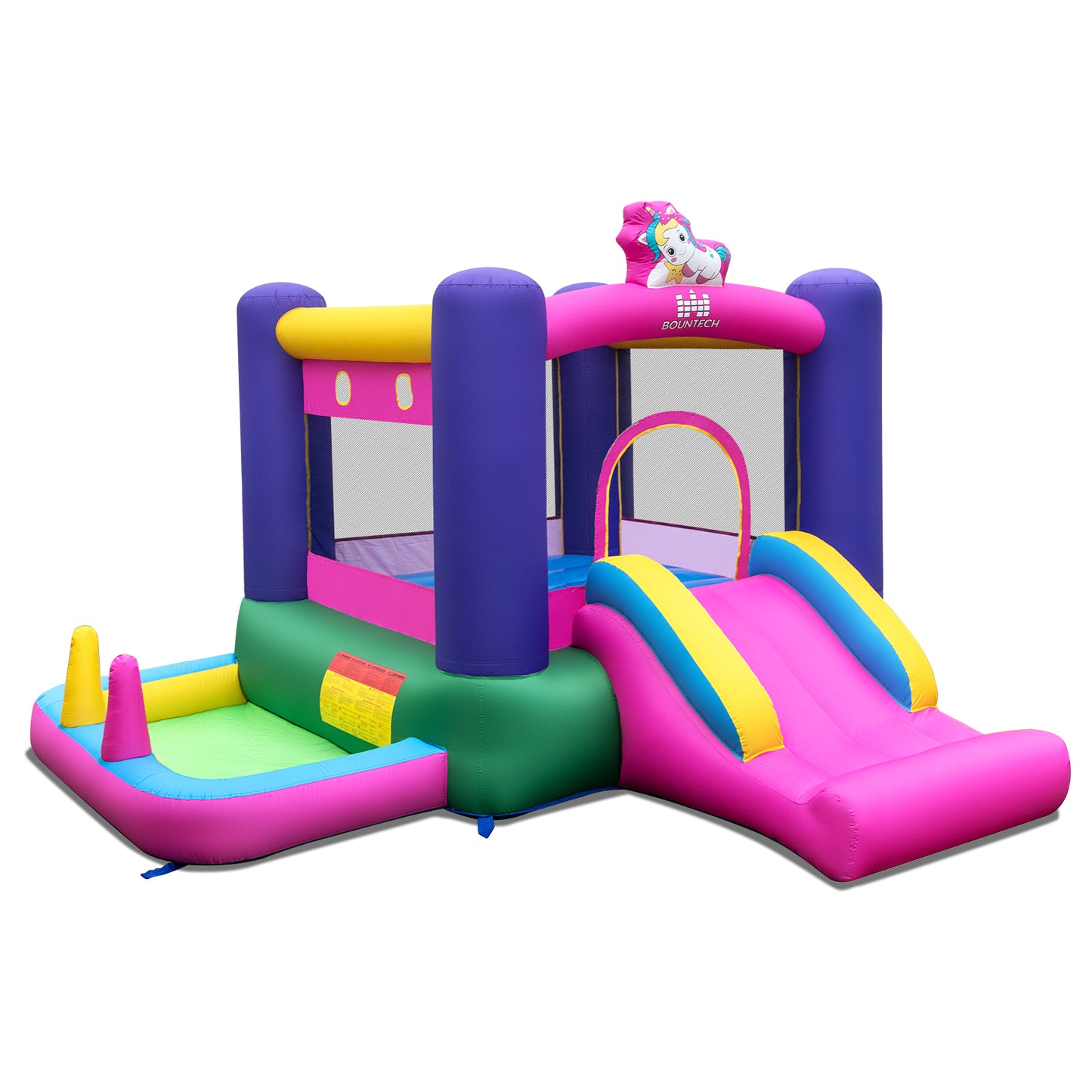 Inflatable Bounce House with Slide Splash Pool and Ring Tossing Games without Blower Bounce House multicolor at Gallery Canada