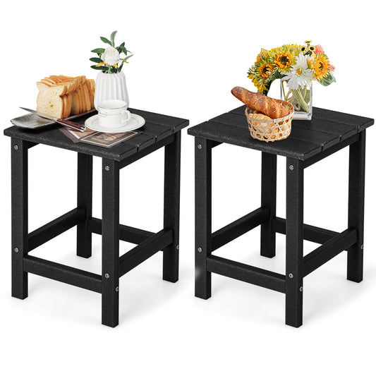 Set Of 2 14 Inch Square Weather-Resistant Adirondack Side Table, Black Patio Coffee Tables Black at Gallery Canada