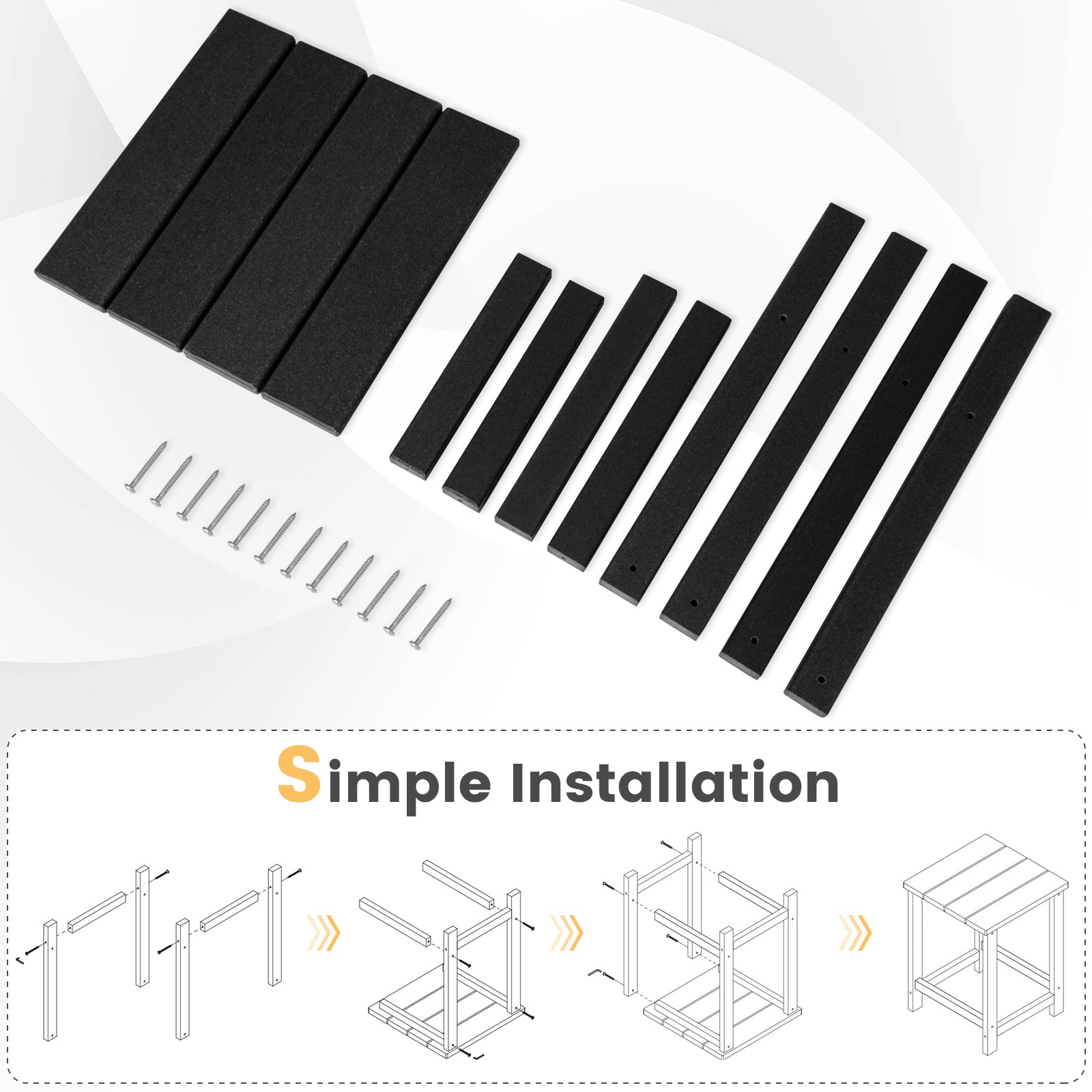 Set of 2 14 Inch Square Weather-Resistant Adirondack Side Table, Black Patio Coffee Tables at Gallery Canada