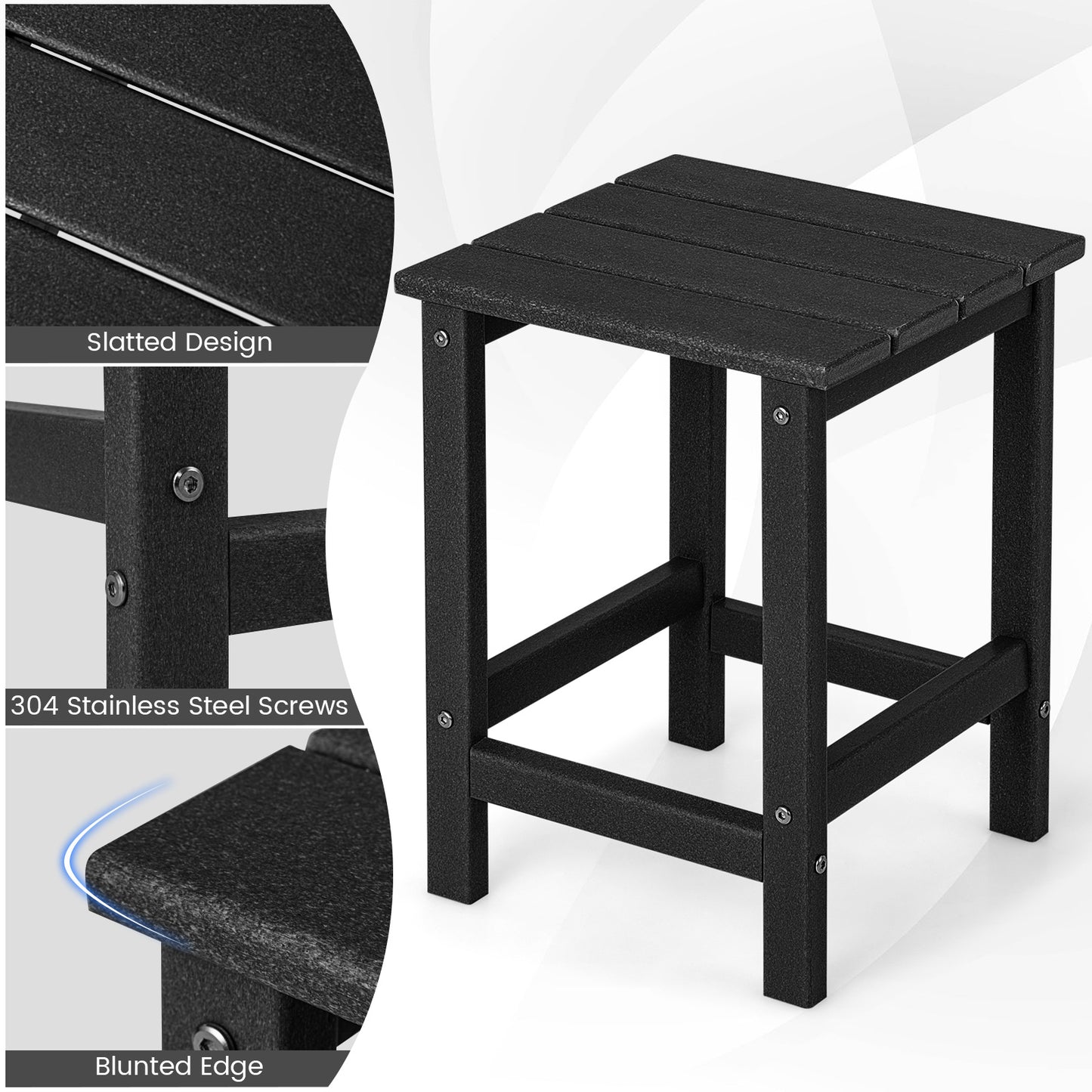 Set of 2 14 Inch Square Weather-Resistant Adirondack Side Table, Black Patio Coffee Tables at Gallery Canada
