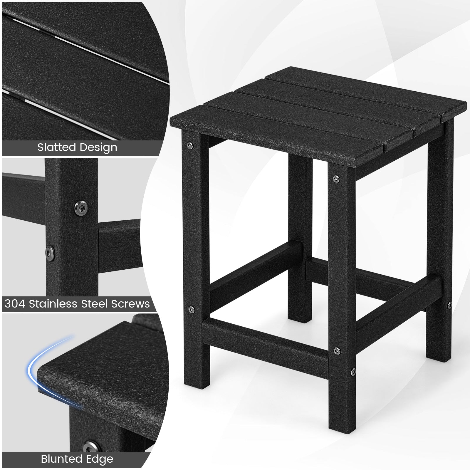 Set of 2 14 Inch Square Weather-Resistant Adirondack Side Table, Black Patio Coffee Tables at Gallery Canada