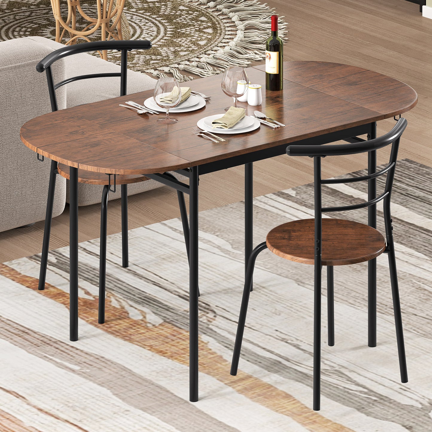 3 Pieces Dining Set with 2 Chairs and Modern Kitchen Table for Small Space, Brown Dining Room Sets at Gallery Canada