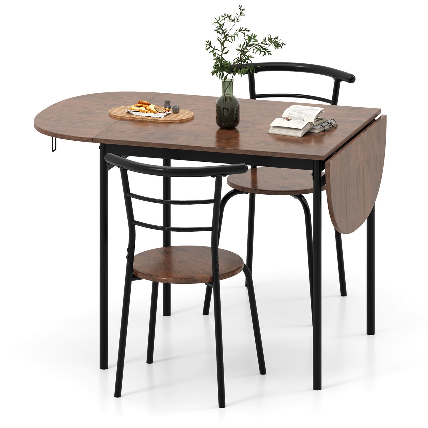 3 Pieces Dining Set with 2 Chairs and Modern Kitchen Table for Small Space, Brown Dining Room Sets at Gallery Canada