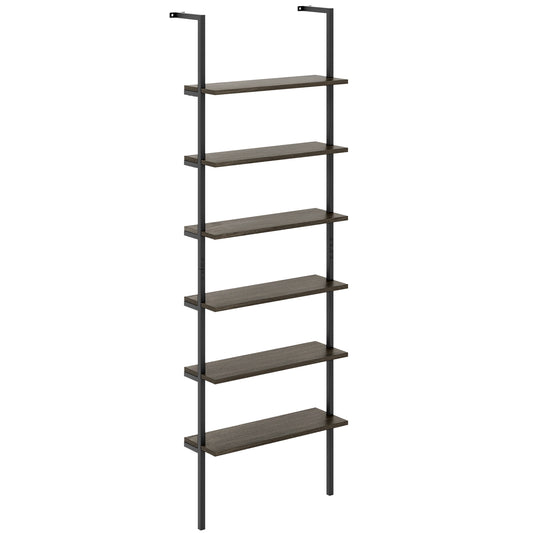 6-tier Ladder Shelf 72 Inches Industrial Wall Mounted Bookshelf, Gray Bookcases Gray at Gallery Canada