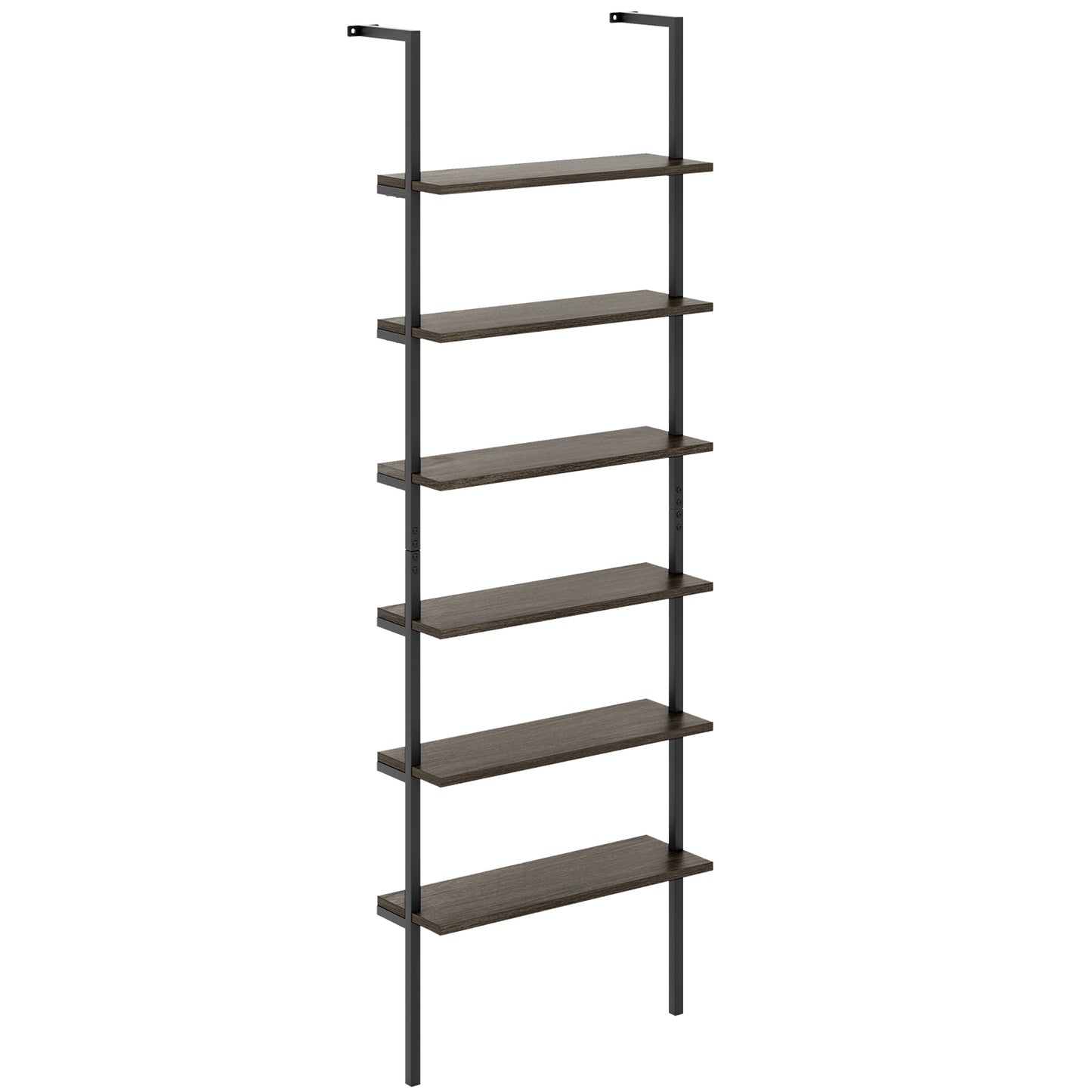 6-Tier Ladder Shelf, 72 Inches, Wall Mounted Bookshelf, Gray Bookcases at Gallery Canada