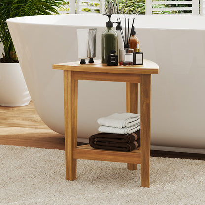 18 Inches Waterproof Shower Stool with Storage Shelf, Natural Bath Safety at Gallery Canada