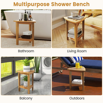 18 Inches Waterproof Shower Stool with Storage Shelf, Natural Bath Safety at Gallery Canada