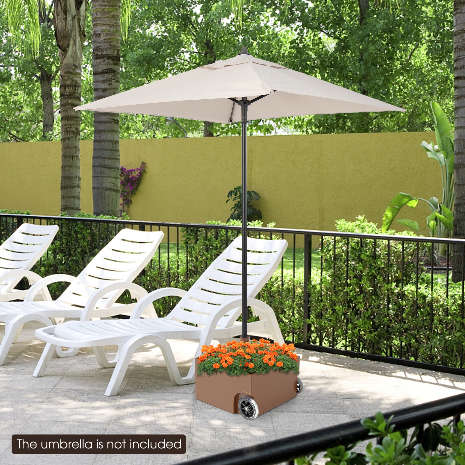 150 Pounds Patio Umbrella Base Stand Wheels Planter Outdoor, Coffee Outdoor Umbrella Bases at Gallery Canada