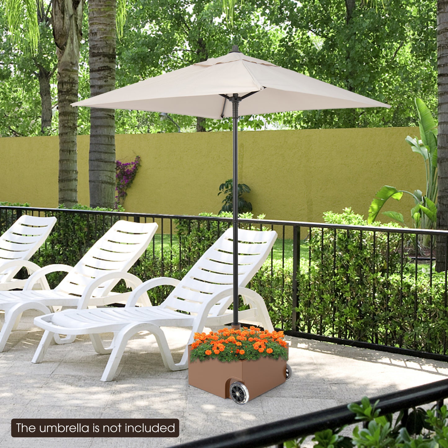 150 Pounds Patio Umbrella Base Stand Wheels Planter Outdoor, Coffee Outdoor Umbrella Bases at Gallery Canada