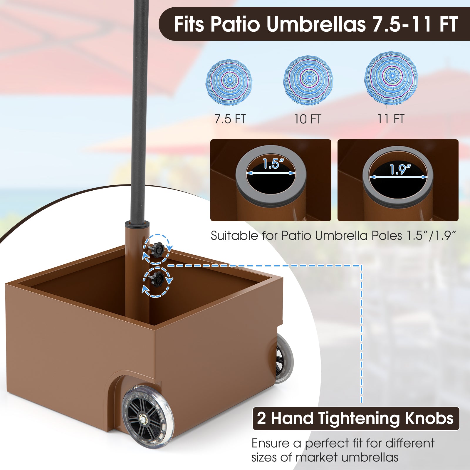 150 Pounds Patio Umbrella Base Stand Wheels Planter Outdoor, Coffee Outdoor Umbrella Bases at Gallery Canada