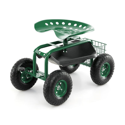 4-Wheel Rolling Garden Cart, Green