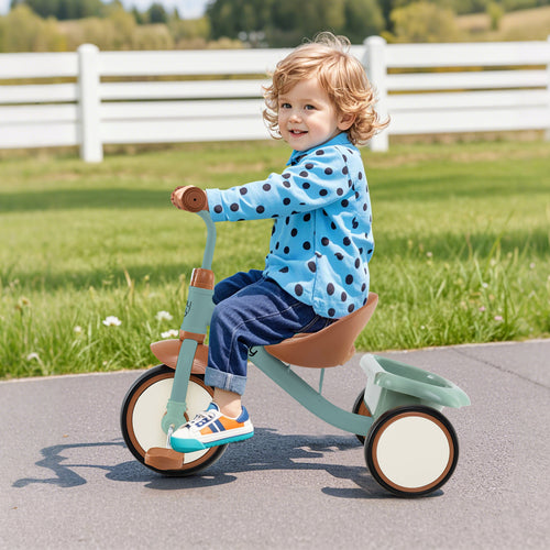 Toddler Tricycle, Adjustable Seat, Basket, 3-5 Years, Green