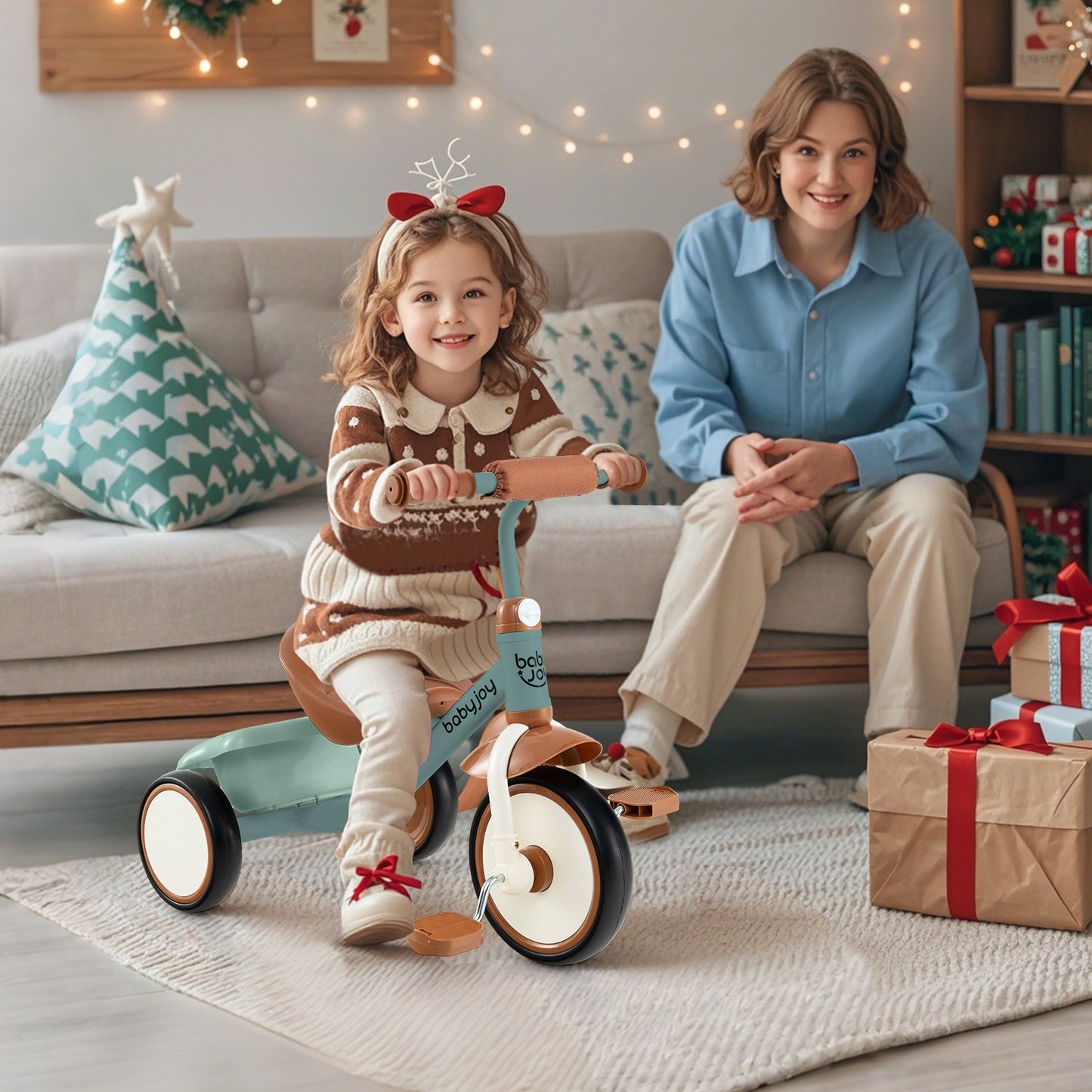 Toddler Tricycle, Adjustable Seat, Basket, 3-5 Years, Green Push & Pedal Ride On Toys at Gallery Canada