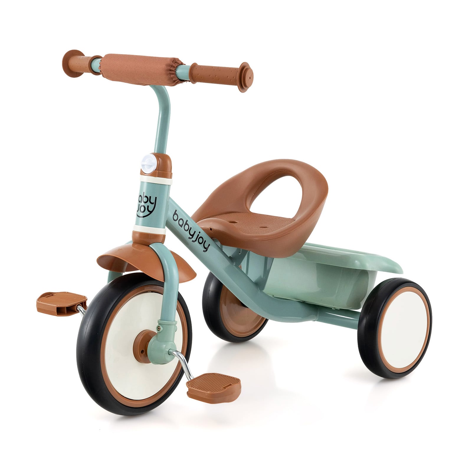 Toddler Tricycle, Adjustable Seat, Basket, 3-5 Years, Green Push & Pedal Ride On Toys Green at Gallery Canada