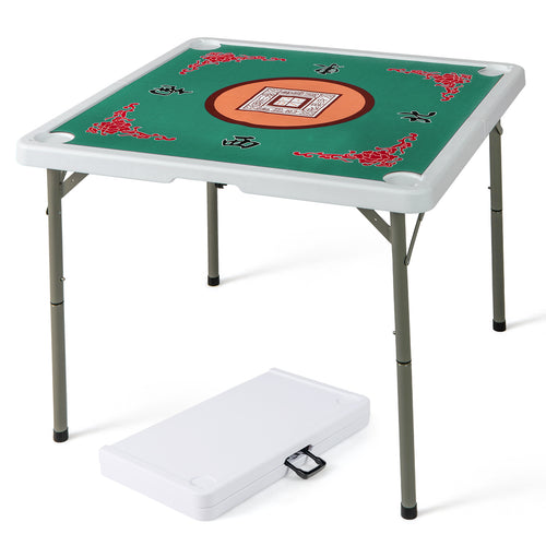 35 Inch 4 Player Folding Mahjong Table, Cup Holders, Light Green