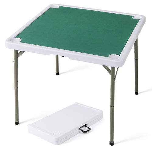 35 Inch 4 Player Game Card Folding Mahjong Table with Cup Holders, Green
