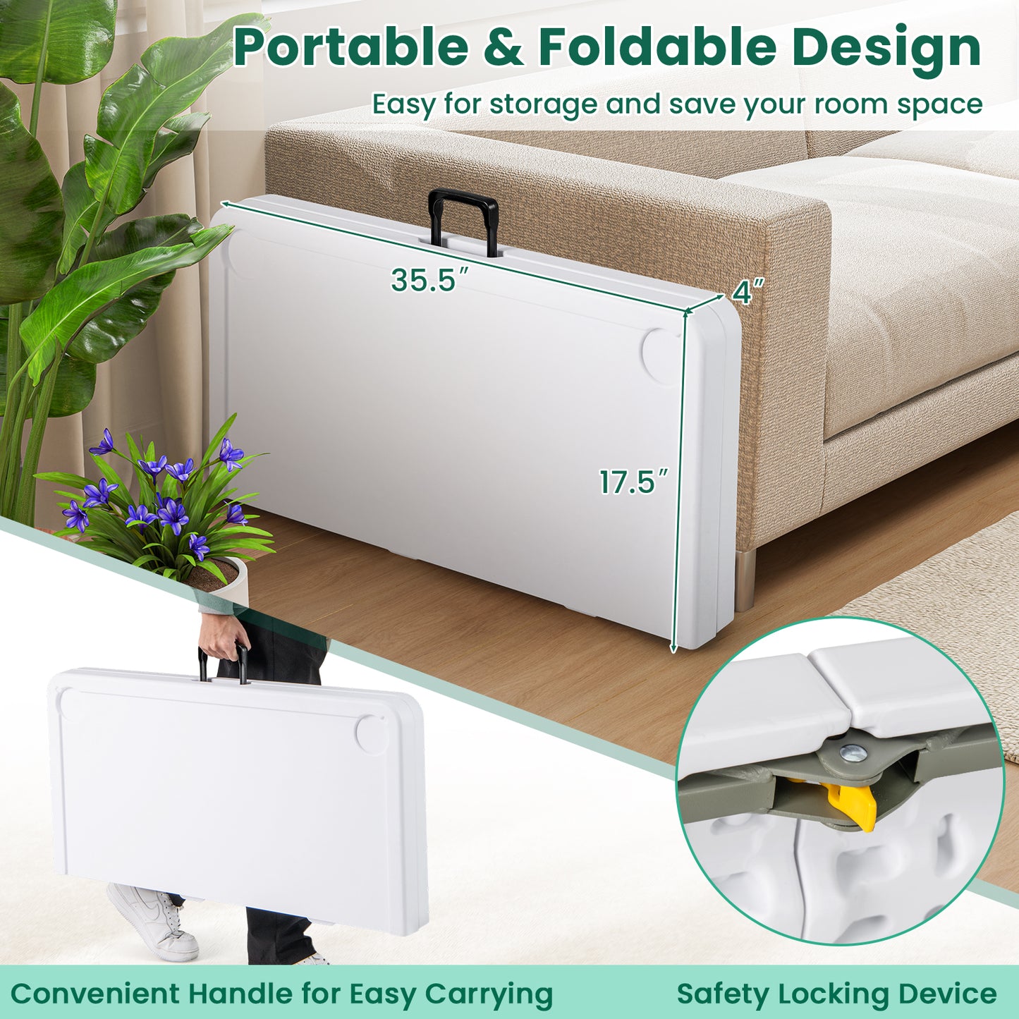 35 Inch 4 Player Game Card Folding Mahjong Table with Cup Holders, Green Game Room at Gallery Canada