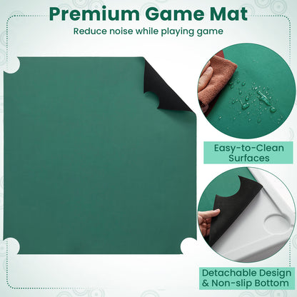 35 Inch 4 Player Game Card Folding Mahjong Table with Cup Holders, Green Game Room at Gallery Canada