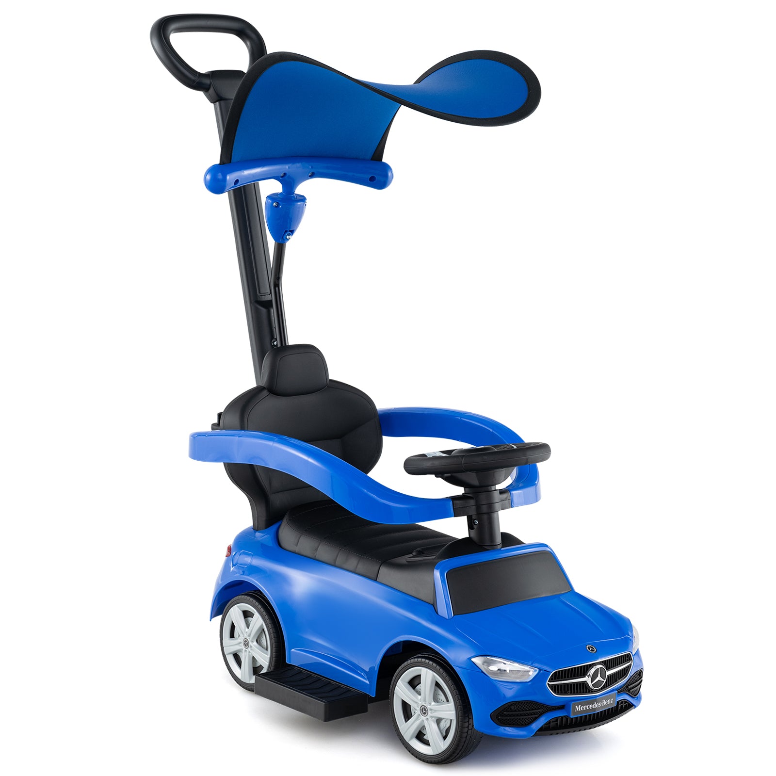 3-in-1 Ride on Push Car Mercedes-Benz Licensed Sliding Car with Canopy, Blue Push & Pedal Ride On Toys at Gallery Canada