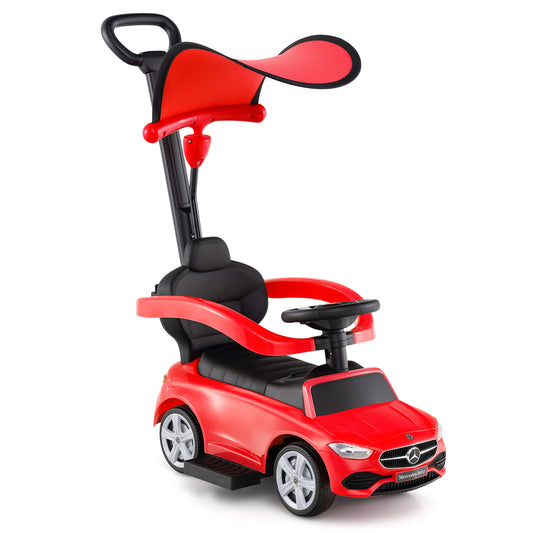 3-In-1 Ride On Push Car, Sliding Canopy, Red