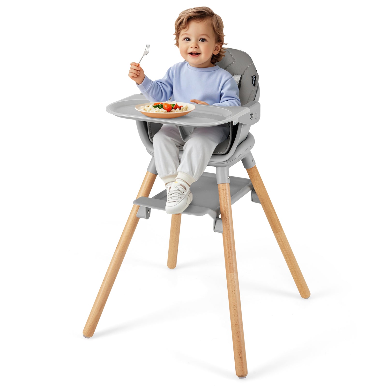 6 in 1 Convertible Highchair with Safety Harness and Removable Tray, Gray High Chairs at Gallery Canada