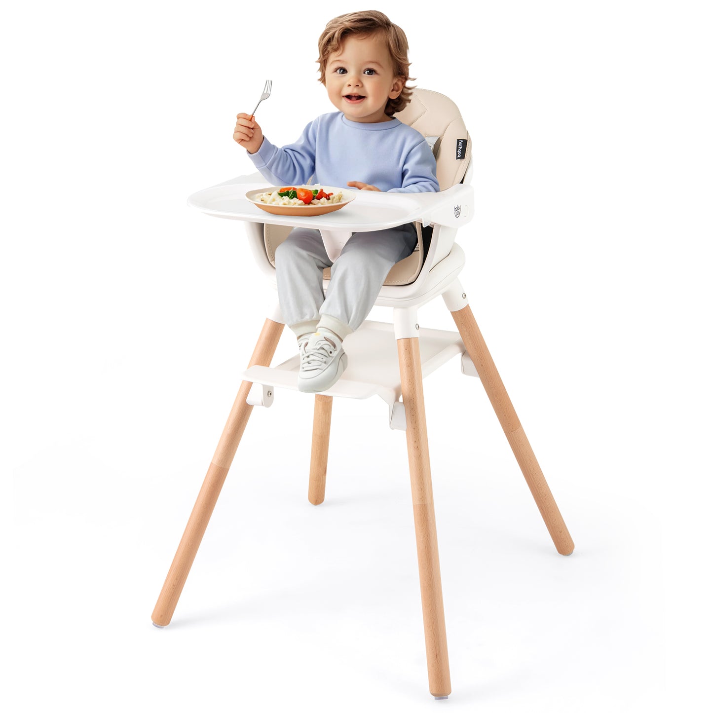 6 in 1 Convertible Highchair with Safety Harness and Removable Tray, Beige High Chairs at Gallery Canada
